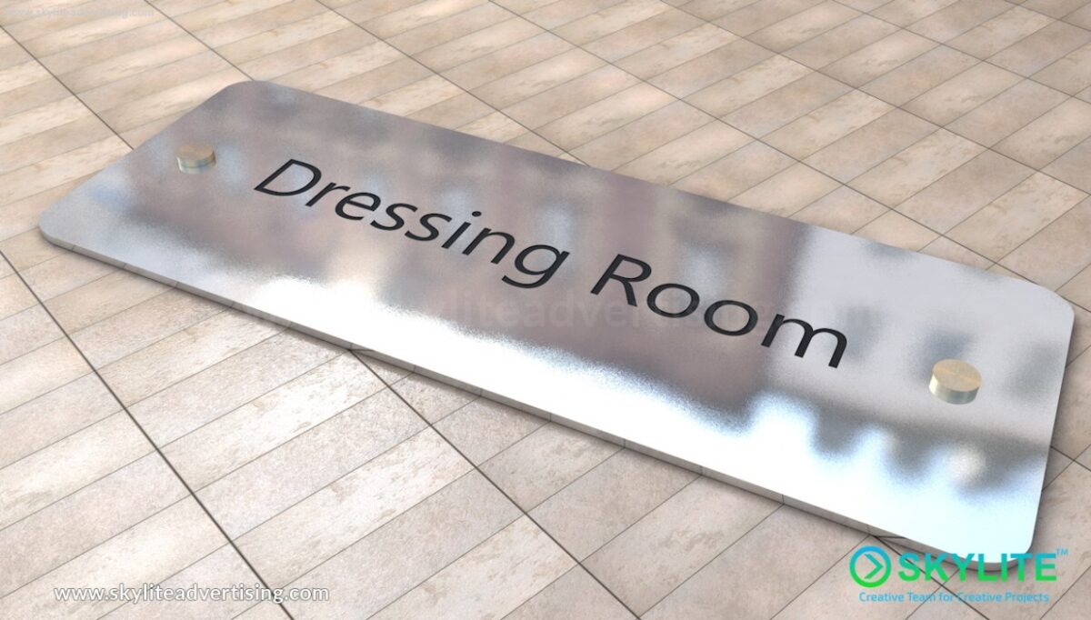 dressign room sign stainless metal etched0002 1