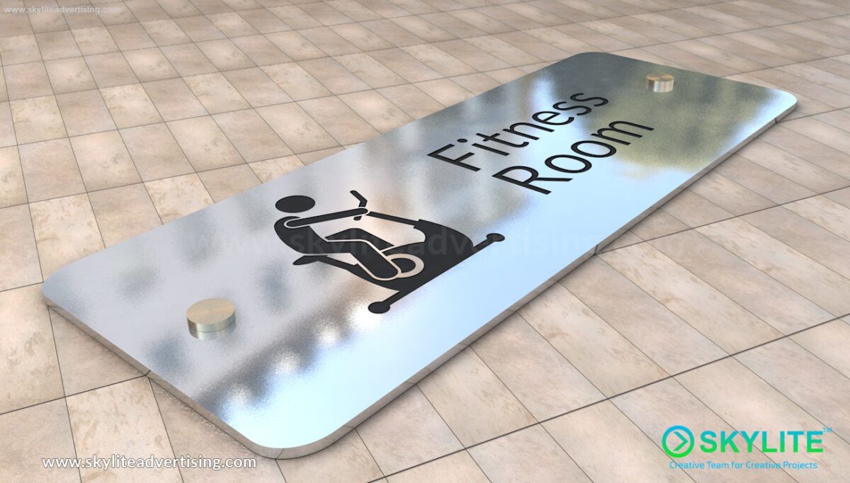 fitness room sign stainless metal etched0000 1