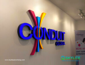 build up company logo sign conduit 1