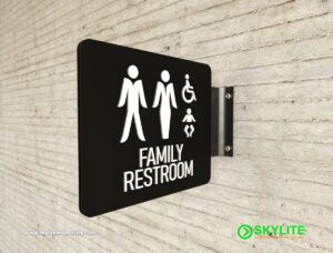 acrylic family restroom sign with gi metal holder 1