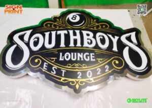 southboys lounge backlit stainless logo sign 5