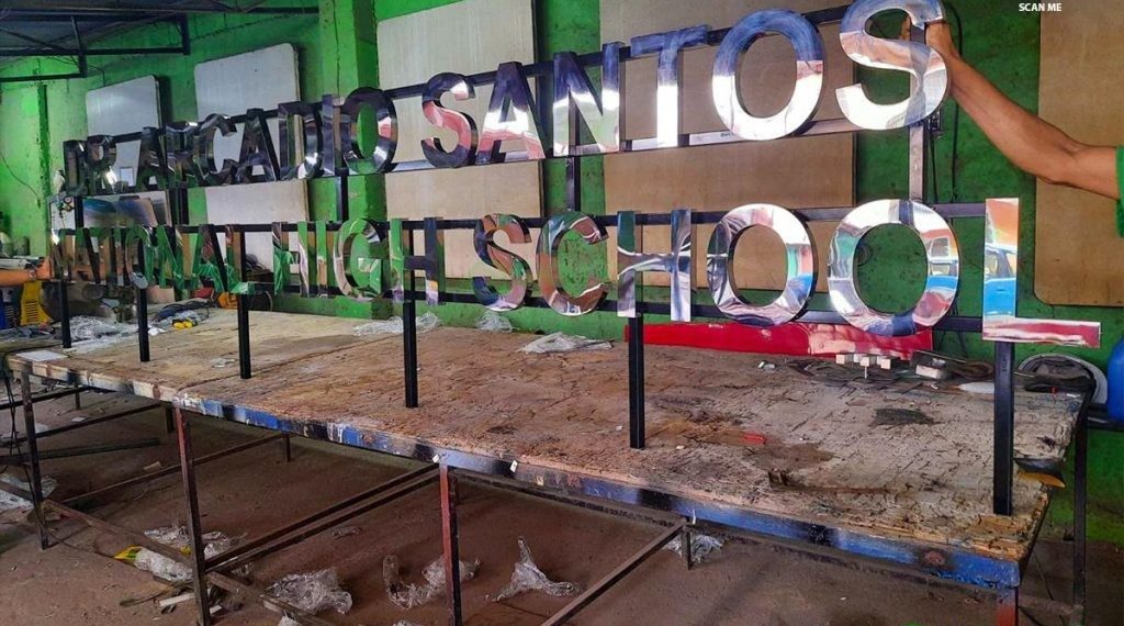 dr arcadio santos high school stainless sign e1717722981183