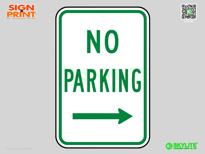 No Parking with Right Arrow Safety Sign